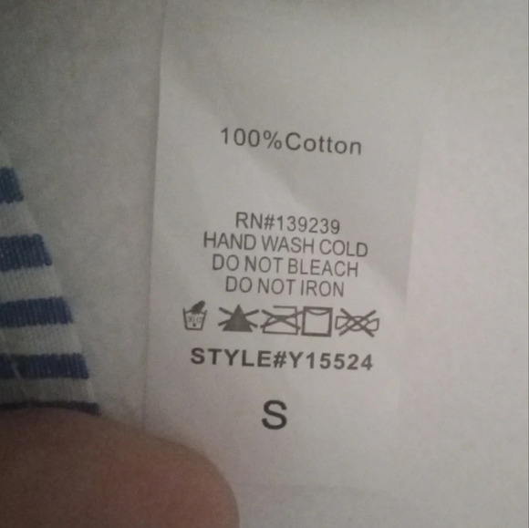 Do+Be Blue White Striped Cotton Ruffle Sleeve Blouse Size Small - Picture 7 of 7